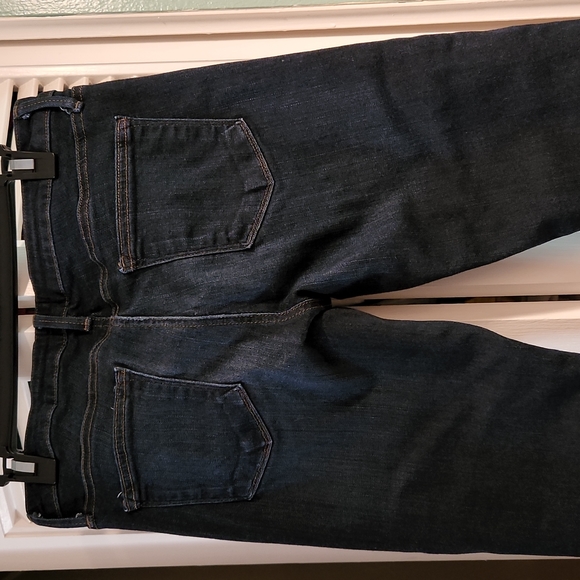 Dark bue jeans w/small slit at ankle. - Picture 5 of 7